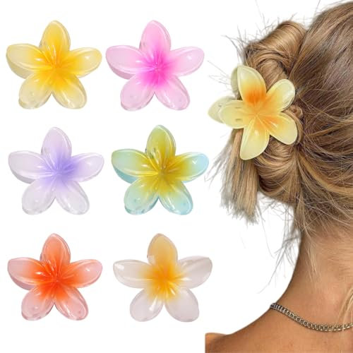 Pince à cheveux antidérapante Fleur,6 pièces de fleurs Pince à cheveux colorée Fleur Egg Flower Hair Claw Clips Pinces à cheveux fleur pour les femmes