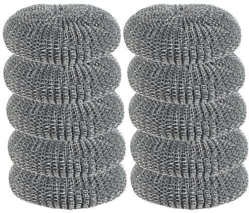 escleano | XL Stahlschwamm oval Topfreiniger, Topfkratzer, Reinigungspad 13x11x4 cm - 100% rostfreier Edelstahl (10 Stück)