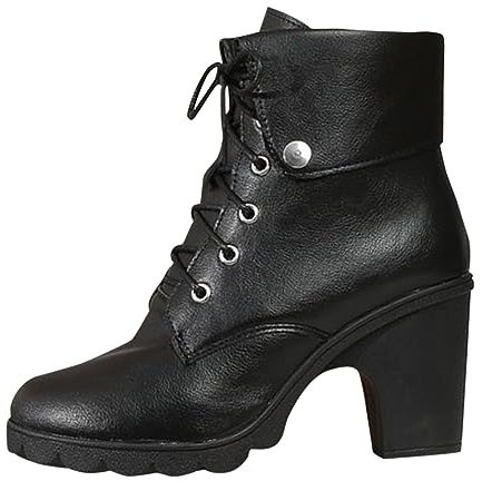 Stivaletti da Donna Neri Stivali Donna con Tacco Alto in Gomma Scarponcini Trekking Donna Scarpe Donna Anfibi Donna Stivali Alti sopra Il Ginocchio Stivaletti Estivi Stivaletti Donna Neri