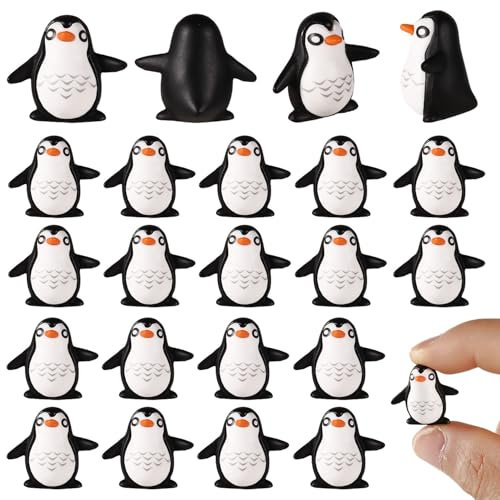 25stk Mini Harz Pinguin, Winzige Pinguine aus Kunstharz Süße Miniatur Pinguine Kleine Tierfiguren für Winter Weihnachts Feengarten Mikrolandschafts und Puppenhaus Dekoration