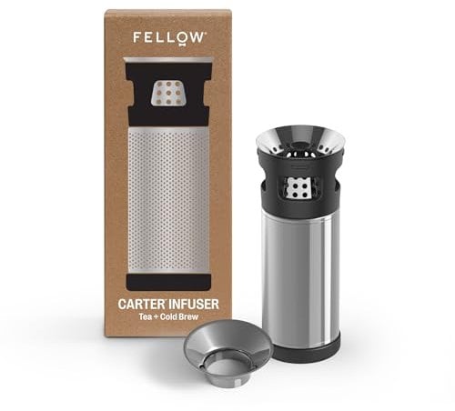 Fellow Carter Tea + Cold Brew Infuser - Steep Tea On-The-Go - Snaps Into Fellow Carter Mug - Fine Mesh Filter - Steep Loose Leaf Tea, Make Cold Brew Coffee, and More