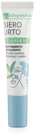 La Saponaria | Pickel Kill Serum für das Gesicht, Bio-Gesichtsserum, lokalisierte Behandlung, 5 % Bernsteinsäure und Shikimic + Kaolin, 15 ml