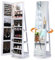 COSTWAY Schmuckschrank mit LED, Spiegelschrank 360° drehbar, mit rahmenlosem Ganzkörperspiegel, Schmuck-Organizer abschließbar, Schmuckaufbewahrung (Weiß)