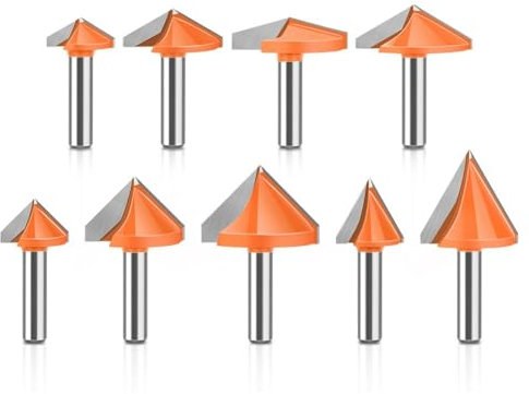 Boddceto Set mit 8 mm, 3D-V-Messer, 3D-Computer-Graviermesser, Holzbearbeitungsmesser, V-Förmiger Fräser