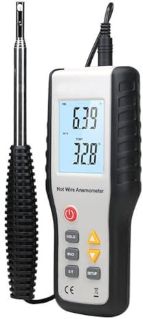 Duct Hot Wire Anemometer, Handheld CFM/CMM Air Flow Velocity Meter Wind Speed Gauges, with Backlight LCD Display, for In-Duct Airflow Air Velocity Temperature