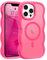 Pepmune Magnetic for iPhone 13 Pro Max Case [Compatible with Magsafe] Translucent Matte Cute Curly Wave Frame Phone Case,Soft TPU Bumper Slim Fit Shockproof Protective Cover for Men Women-Hot Pink