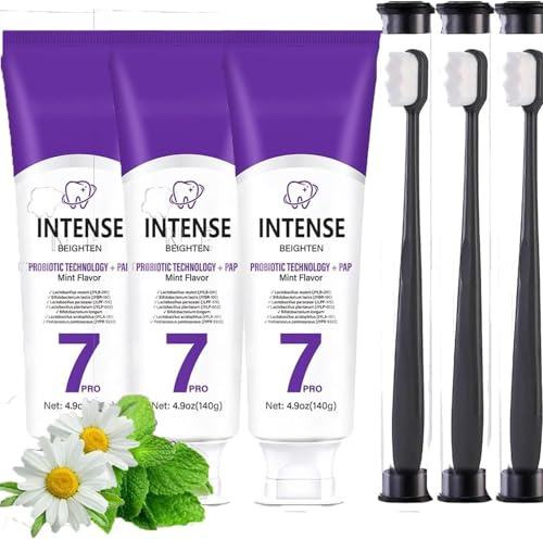 7-Pro Intensive Zahnpasta, 7pro Intensive Zahnaufhellungs-Zahnpasta mit 7 Probiotika für Zähne, zur Entfernung von gelben Flecken, frischer Atem, fluoridfreie Zahnpasta (3)