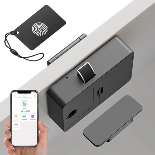 Smart Cabinet Lock, Jemey Electric Drawer Locks Keyless Hidden NFC Locks No-Drill Remote Access Wardrobe Lock, Child Safety Electronic Cabinetlocks for Liquor Cabinet Locker Drawer Cupboard Desk