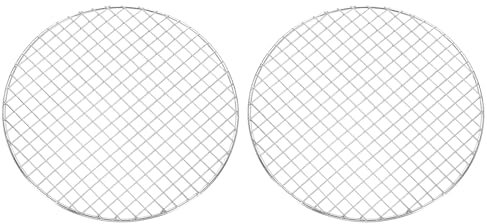 sourcing map Lot de 2 grilles de cuisson rondes de 28 cm de diamètre en acier inoxydable pour barbecue à air comprimé Argenté