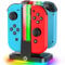 Switch Controller Ladestation, Joycon Ladestation mit 9 RGB Licht, 2.5St Ladegerät für 4 Nintendo Switch Controller, Switch/OLED Joy Con Ladegerät, Switch Zubehör für Nintendo-Systeme Konsolen