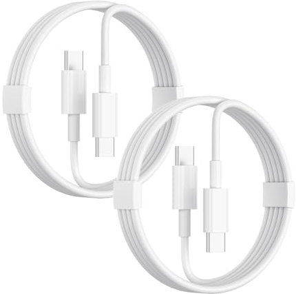 Tobfit Câble USB C vers USB C, 1M Charge Rapide 60W Cable pour iPhone 16 15, Chargeur Typ C PVC Cable Type-C pour Samsung S24 S23, Switch PS5 Xiaomi MacBook iPad (2 Pièce, Blanc-1M)