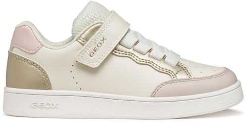 Geox J ECLYPER Girl B Sneaker, LT Ivory/Gold, 24 EU