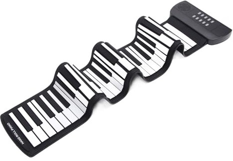 Yctze Tragbare 61 Tasten Rollen Klavier für Kinder - Faltbare Elektronische Tastatur, USB -Wiederaufladung mit Aufnahme und Wiedergabefunktionen