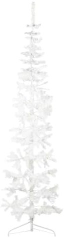 Árbol de Navidad artificial delgado con soporte, color blanco, 240 cm