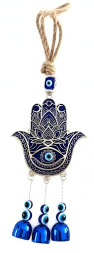 Amulett für die Wand, Anhänger mit bösem Auge, für Glück und Schutz zu Hause, Glücksbringer und Schutz (blaue Hand der Fatima)