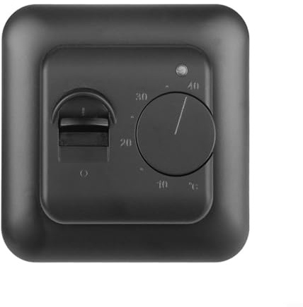 Snowchecking Rotary Knob Digital Room Thermostat, 230V Wired Controller For Underfloor Heating, Electric Heating And Hot Water Systems, Black IP20 Rated With Built-in And External Sensors