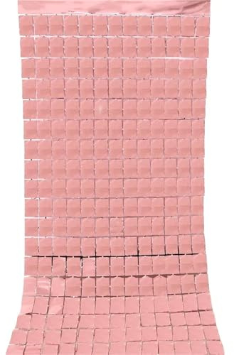 Rideau de fête carré Lumineux de 1 m x 2 m, décorations de fête d'enterrement de Vie de Jeune Fille, de fête d'anniversaire, de Mariage à Paillettes, Rideau Mural(Rose Gold)
