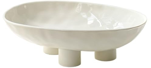 Coupe à fruits Coupe à fruits trépied en céramique, plat de service moderne et minimaliste, centre de table décoratif for la maison Décoration de bureau(Blanc)