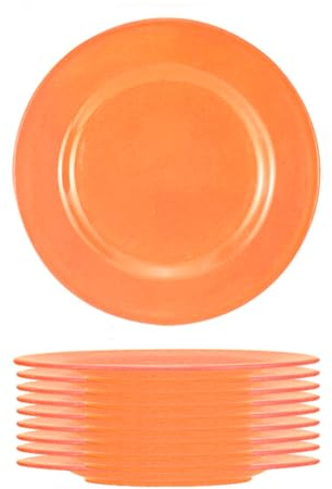 LANMOU Charger Plates 25.2cm Pack of 10 Reusable Tableware for Birthday Wedding Christmas Party and Restaurant Decor (Orange-10in)