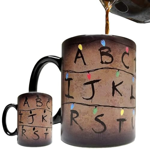 HMifjUM 11 OZ Strangeer Lights Mug - Novelty Fan Gift Cup, Heat Changing Colour Changing Lights Thermochromic Cup, Temperature Sensitive for Coffee & Tea, Gifts for Fans (1)