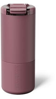 BrüMate Strova - 100% Leak Proof Insulated Coffee Mug, Interior with Ceramic Lining, Integrated Silicone Travel Sleeve, Flip-Lock Lid (Earthy Pink)