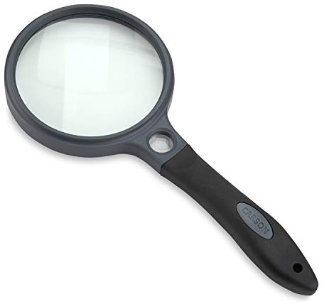 Carson SG-10 SureGrip Rubberized Soft Grip Hand-Held Magnifier with 2x Glass Lens and 10x Spot Lens