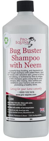 Neem oil horse shampoo 100% natural, 1 Litre, concentrated healthy skin and coat care for comfortable skin and a superb shine.