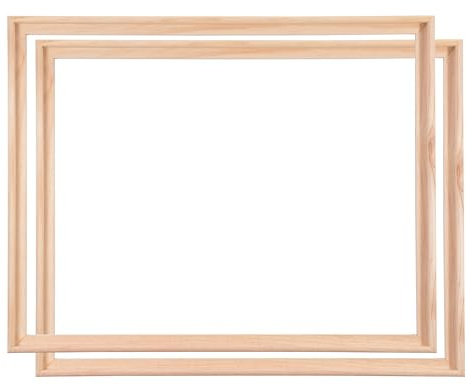 2 SCHATTENFUGENRAHMEN für KEILRAHMEN 50x60cm | Schattenfugen Bilderrahmen für Leinwände auf Keilrahmen mit Tiefeneffekt aus unbehandeltem Pinienholz