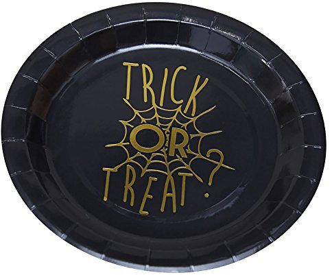 Ginger Ray Gold Foiled Halloween Party Paper Plates x8 - Trick Or Treat