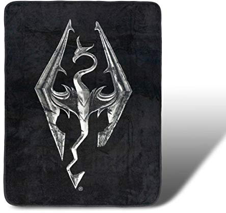 Unbekannt Skyrim Dragon Emblem Lightweight Fleece Throw Blanket | 45 x 60 Inches