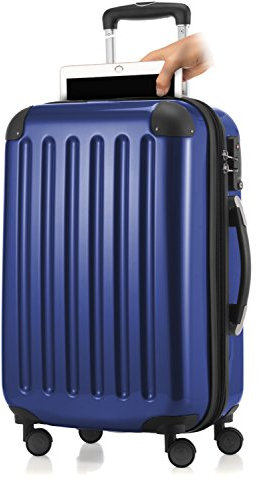 Hauptstadtkoffer- Alex - Handgepäck mit Laptopfach Hartschalen Trolley Roll-Reisekoffer 4 Doppel-Rollen, 55 cm, 42 L, Dunkelblau
