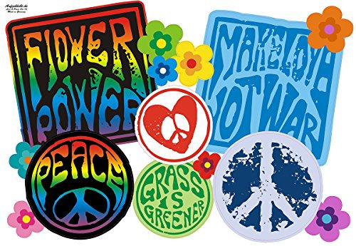 Make Love Not War, Hippie Symbole, Vintage Autoaufkleber: Love and Peace 12