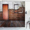 ABAKUHAUS Rustikal Duschvorhang, Frame auf alte Mauer, Stoffliches Gewebe Badezimmerdekorationsset mit Haken, 175 x 200 cm, Orange Braun Weiß