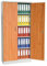 Aktenschrank Stahlschrank Büroschrank mit Dekor-Flügeltüren in Holzoptik, 195x92x42, Silber/Erle