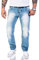 Rock Creek Herren Jeans Hose Regular Fit Jeans Herrenjeans Herrenhose Denim Stonewashed Basic Raw Straight Cut Jeans RC-2141 Hellblau W30 L32