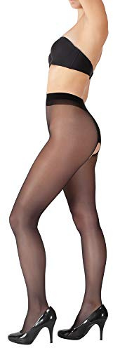 GIULIA Damen Strumpfhose mit offenem Schritt 20 Den durchsichtig