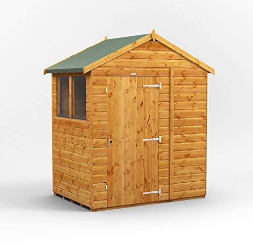 POWER High Grade Premium Apex Garden Wooden Shed with Security Features, PVC Window Sills, Door & Window Flexibility, made from Extra Thick Timber & Toughened Glass