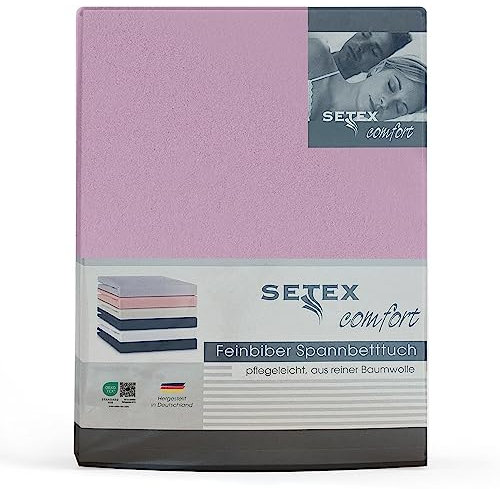 Setex - Feinbiber Bettlaken mit Gummizug kuschelig weich - Biber Spannbettlaken aus 100% Baumwolle mit rundum Spanngummi - Bettwäsche ganzjährig - Betttuch 180x200 cm Flieder