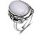 DJMJHG 925 Sterling Silber Ring Natürlicher Lapislazuli Weißer Chalcedon Mondstein Edelstein Ring Großer Stein 11x17MM Ovaler Edelstein 9 Weißer Chalcedon
