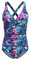 FLYRONG Swimming Costume for Women V Neck One Piece Tummy Control Swimsuits for Women Swimwear (Printed- Purple Orchid, Medium)