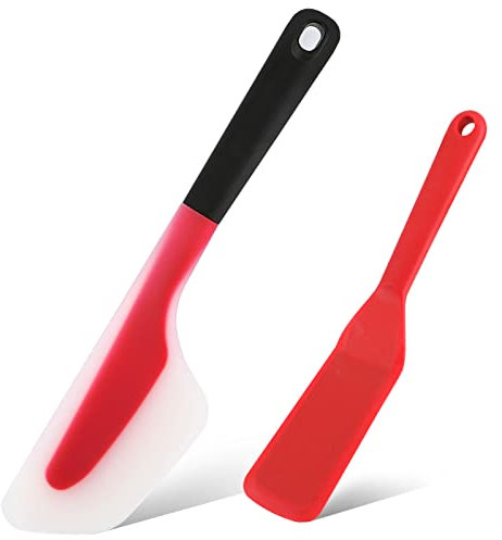 Webake Silikon Spatel Omelett Spatel 34cm 25,5 cm Crepe Wender Pfannkuchen Spatel Klein 2 Stück Silicone Spatula für Kochen Ei Burger Pizza Steak Omelette Crepes