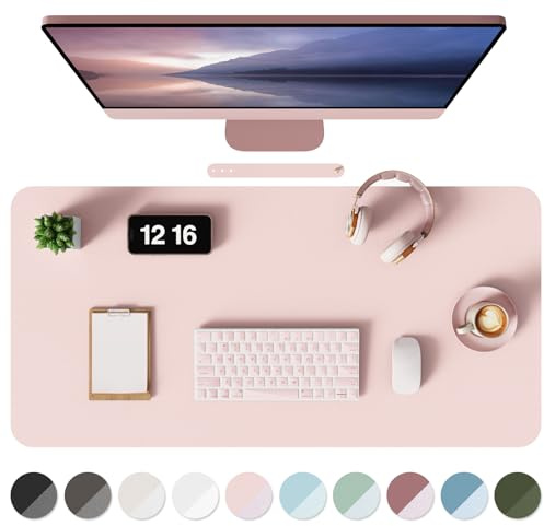 MOLMO Non-Slip Desk Mat, Waterproof Desk Pad Table Protector, Easy Clean Laptop Mat Large Mouse Pad Leather Writing Mat with Suede for Office /Home/Decor (Pink, 90 x 43 cm)