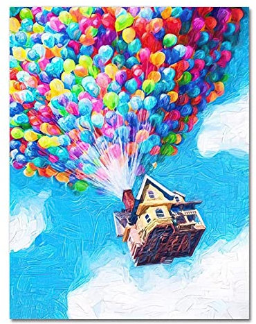 TITINGLUCK Balloon House UP Movie Print Pixar Poster Painting Wall Art Canvas Painting Adventure Travel Posters Nursery Kids Room Decor 42x60cm(17x24in) Frameless