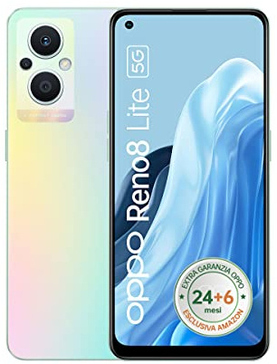 RENO8 Lite Smartphone, AI Triple appareil photo 64+2+2MP, Display 6,4 60HZ AMOLED, 4500mAh, RAM 8 Go (Esp 10 Go/11 Go) + ROM 128 Go (1 To), [Extra Garantie 24+6 Mesi], Rainbow Spectrum