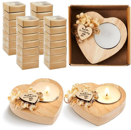 Otuuz 50 candele rustiche per addio al nubilato, per matrimoni, feste, souvenir, centrotavola in legno per il Ringraziamento (colore naturale) (TR-Otuuz-0385)