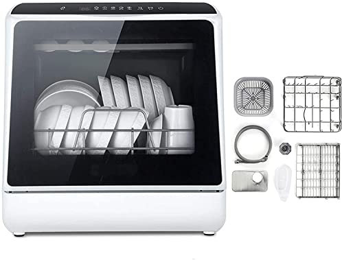 KitchenMini Dishwasher Tabletop Compact Dishwasher with 6 Place, Touch The Button 360 Degrees and Spray 75 ° High Temperature Sterilization with Fruit and Vegetable Washing Function