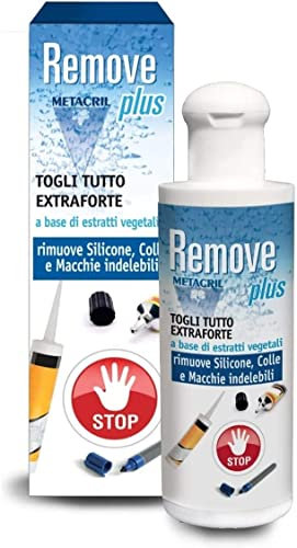 Metacril Remove Plus, Sciogli Macchia, Colla, Residui di Adesivi o Silicone e Inchiostro Indelebile, a Base Vegetale - 200 ML