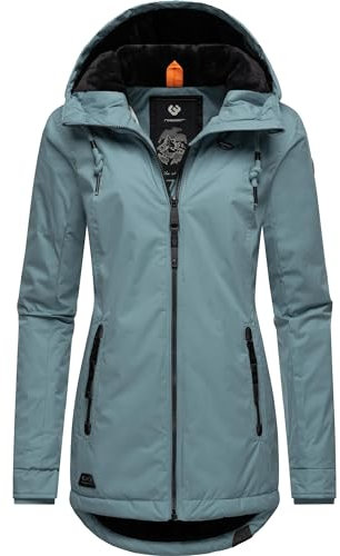Ragwear Damen warme Winterjacke kurz wasserdicht mit Kapuze Zuzka Winter Stone Blue23 Gr. S