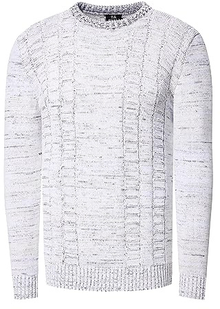Rusty Neal Herren Slim Fit Strick Pullover Rundhals Pulli S - 3XL Melierter Kontrast Strickpullover Bodyfit 441