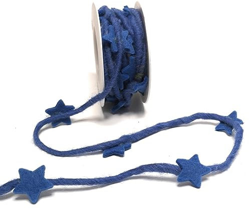 Dekoband Kordel mit Filzsterne 3m x 25mm Blau Dekokordel Stern Filzband Filzkordel [D1137]